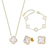 MOSTEDE Vierblättriges Kleeblatt Schmuck Set 18k Vierblättriges Kleeblatt...