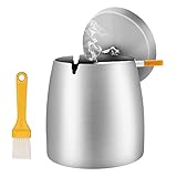 Aschenbecher Groß mit Deckel, Aschenbecher Edelstahl Tischplatte,Tragbar Aschenbecher...