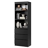 FirFurd Bücherregal mit 3 Schubladen 3 Fächern, 180 cm Hochschrank, Küchenschrank aus...