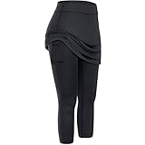 KEERADS Sport Leggings Damen Tennis Röcke Frauen Yoga Legging Röcke Elastische Yogahosen...