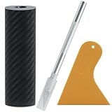 MSIHEY Mattschwarze Autofolie mit Carbonfaser-Imitat-Textur, Schwarz, 10 cm x 300 cm,...