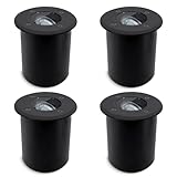 SSC-LUXon 4er Set JUAVI Bodeneinbauleuchte aussen IP67 - Bodenstrahler schwarz matt rund...