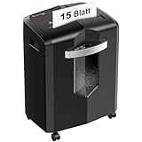 Bonsaii 15-Blatt Aktenvernichter, P4 Papierschredder kann CD, Kreditkarten und...