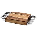 Navaris Akazienholz Schneidebrett mit Auffangschale - Holz Brett 2x Edelstahl...