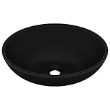 vidaXL Waschbecken Luxuriös Oval mit Abflussloch Waschschale Aufsatzwaschbecken...