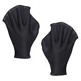 Aquatic Fit Schwimmhandschuhe, Finger mit Schwimmhäuten, Kratzfest (schwarz), Schwimmen,...