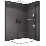 BERNSTEIN Duschwand 120 x 200 cm Glas Duschabtrennung Walk-In Dusche Nano ESG Echtglas...