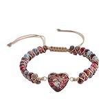 Beydodo Perlenarmbänder Damen, Chakra Armband Verstellbar Herz mit 4MM Violett Quarz...