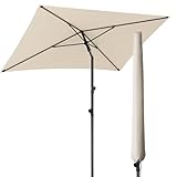 Menz Sonnenschirm Balkon Beige 200 x 125 cm, inkl. Sonnenschirmhülle - UPF 50+...