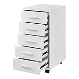 Helloshop26 Mobile Rollbox mit 5 Schubladen MDF 63 cm weiß 03_0001245