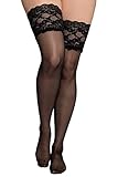 Ulla Popken Damen Houderloze kous Halterlose Str mpfe, Schwarz (Schwarz 10),...