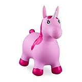 Relaxdays 10024989_52, pink Hüpftier Einhorn, inklusive Luftpumpe, Hüpfpferd...