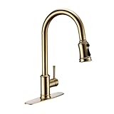 SEPZPRDM Smart Touch Küchenarmatur mit Sensor, gebürstetes Gold, Mischbatterie,...
