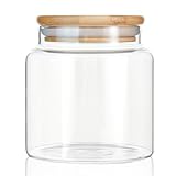 INCETUE Vorratsdosen Glas mit Deckel, 480ML Vorratsgläser mit Luftdicht Bambusdeckel,...