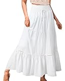 Genfien Röcke Damen Röcke Damen Maxi Skirt Faltenrock Strandrock Freizeitrock 2 in 1...