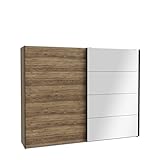 möbelando Schiebetürenschrank HAYATO 2 Türen, Alpenfichte Dekor/Schwarz -...
