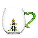 MISUVRSE Multifunktionaler Urlaubs-Glasbecher, 3D-Weihnachtskranz, Glasbecher, 350/400 ml...