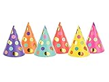 PartyDeco Hütchen Dots Mix 16cm 6 Stk. Geburtstagsfeier Geburtstagshüte Happy Birthday...