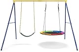 FANTASK Doppelschaukel mit Gestell bis 300 kg belastbar, Outdoor Schaukel mit...