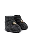 Mikk-line Woll Hausschuhe Kinder 74/80 Anthracite Leange | Krabbelschuhe Baby in Wool Und...