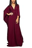 YouKD Damen Einfarbiges langes Kaftan Maxikleid Übergröße Homewear Bikini...