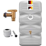 GARANTIA CUBUS Regentonne Komplett-Set 340 Liter betongrau inkl....