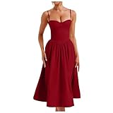Sommerkleid Damen Korsett Kleider LangS ommer Sexy Ärmellos Spaghettiträger Boho...