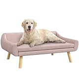 PawHut Hundesofa Katzensofa mit Rückenlehne, Hundecouch mit Holzbeine, Haustiersofa mit...