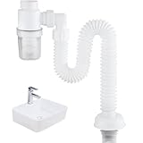 WAVATA 1 1/4 Zoll Siphon, Raumsparsiphon, 360° Einstellbarer Siphon Waschbecken,...
