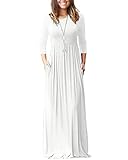 WNEEDU Maxikleid für Damen 3/4 Ärmel Kleid Damen Lang Herbst Winterkleid Lässige...