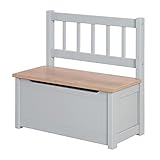 roba Kindertruhenbank Woody - Spielzeugtruhe in Holz Natur & Taupe lackiert -...