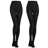 MANZI Damen Schwarz Winter Strumpfhosen 2er Pack Blickdichte,400 DEN,XXL
