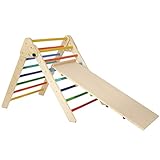 ONVAYA® Kletterdreieck mit Rutsche I Bunt I Pikler Art I Größe frei einstellbar und...