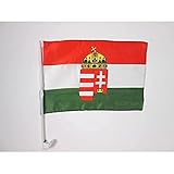 AZ FLAG AUTOFAHNE UNGARN MIT Waffen 45x30cm - UNGARISCHE AUTOFLAGGE 30 x 45 cm...