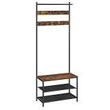 VASAGLE Garderobenständer, Garderobe mit Schuhbank, Kleiderständer, Kleiderstange, 9...