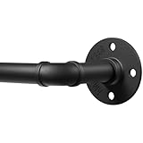 DEFYNEE Gardinenstange Schwarz, 80 bis 305 cm Industrial Vorhangstange Deckenmontage, 25mm...