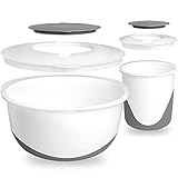 Hausfelder Rührschüssel mit Deckel, Set 5,8 l + 1,7 l Schüssel mit Spritzschutz und...