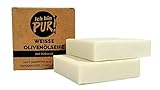 IchbinPUR - Weiße Olivenölseife, 2x 90g (1x Doppelpack), Naturseife für Haut, Haar und...