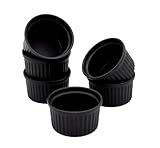 Porzellan Creme Brulee Schälchen klein - 200 ml / 6er Set - Ofen Soufflé Schalen schwarz...