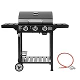 Royal Gourmet 3 Brenner Gasgrill Grillwagen mit Klappbaren Seitenablagen, Camping Grill...