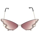 Healeved Randlose Schmetterlings Sonnenbrille mit Strass Damen Partybrille für Strand...