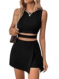 GORGLITTER Rock Und Top Set Damen Zweiteiler Sommer Hosenrock Mit Top Tank Top Mit...