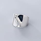 XUEQI Damen 925 Sterling Silber Luxus Ringe, Echten Minimalistischen Welle Breites Gesicht...