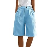Shorts für Damen, Sommer, Baumwolle und Leinen, sportlich, Bermudashorts, große...