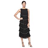 S.L. Fashions Damen Tiered Midi Wedding Guest, Mother of The Bride Dress with...