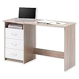 Stella Trading ADRIA Schreibtisch mit Schubladen in Eiche Sonoma Optik, Weiß -...