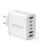 USB C Ladegerät, 6 Ports USB C Stecker Ladegerät Mehrfach mit PD 25W und QC...