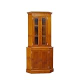 Eckschrank Eckvitrine Eckvitrinenschrank Eibe englischer Stil H: 200 cm -11571-