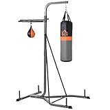 HOMCOM 2-in-1 Standdesign Boxsackständer mit 20kg Boxsack und Punchingball...