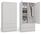 CDF Moderner Schrank Malwa SS-90 | Farbe: weiß | Ideal für EIN Schlafzimmer, Flur,...